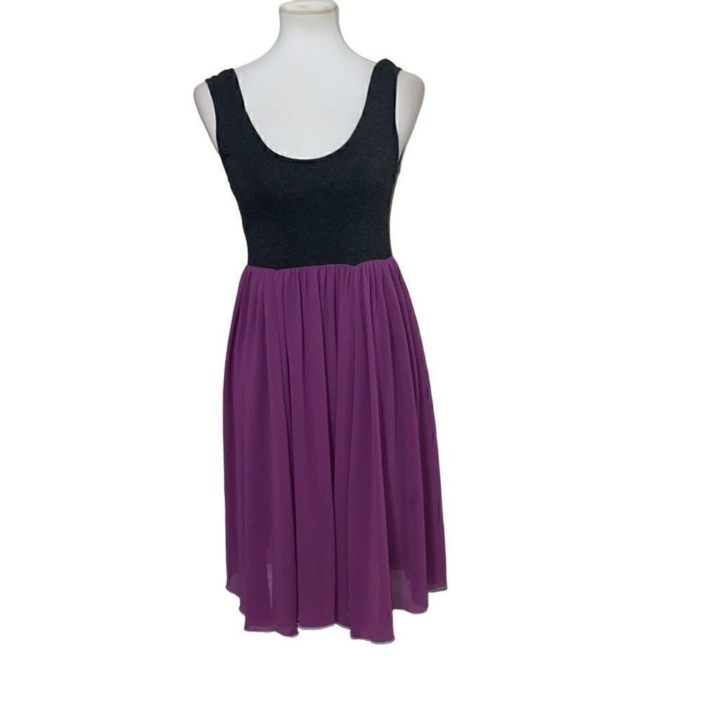 Matilda Jane Clothing MJ Good Hart Park Day Dress Tank Dress Gray Purple sz S